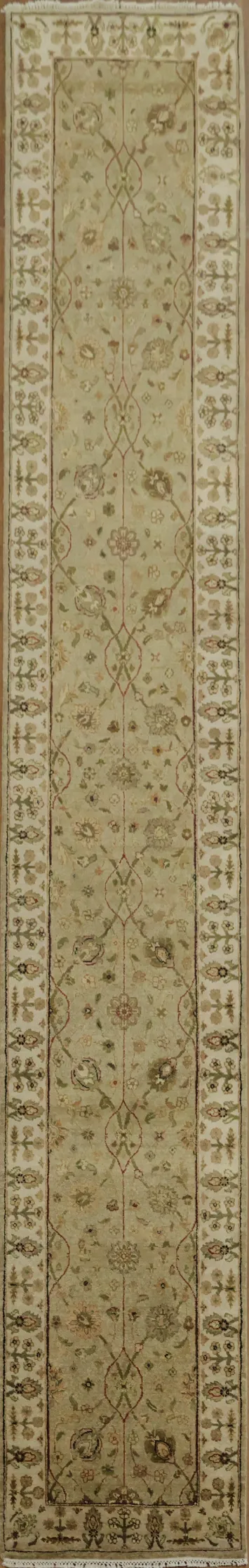 Elegant Traditional Floral Green Ziegler Runner Rug 2x16