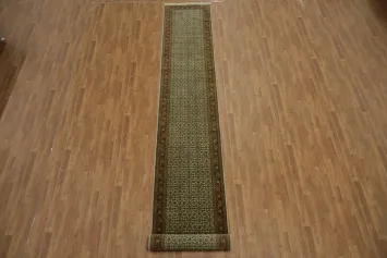 Long Runner Green and Beige Herati Tabriz Long Runner Rug 3x17