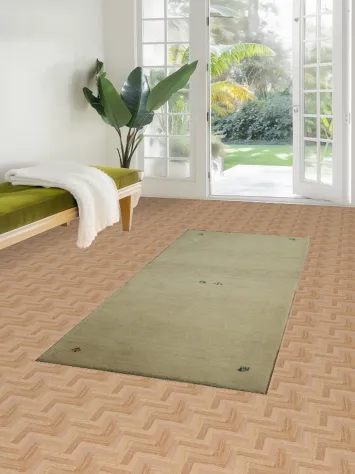 Elegant Beige Thick Plush Minimal Gabbeh Persian Runner Rug 3x7