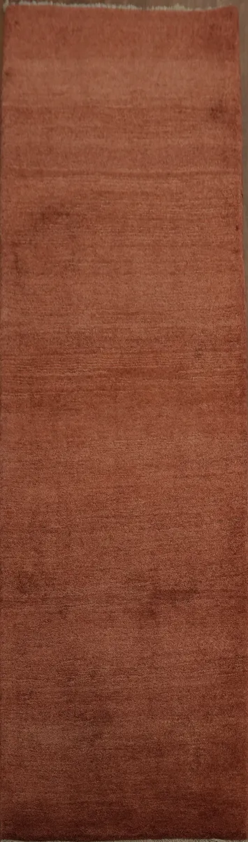 Luxurious Terracotta Thick Plush Gabbeh Persian Runner Rug 3x10