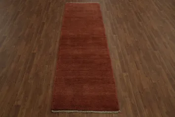 Luxurious Terracotta Thick Plush Gabbeh Persian Runner Rug 3x10