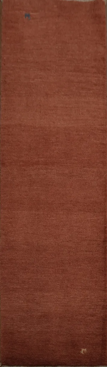 Dark Rust Thick Plush Gabbeh Persian Wool Runner Rug 3x10