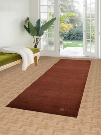 Dark Rust Thick Plush Gabbeh Persian Wool Runner Rug 3x10