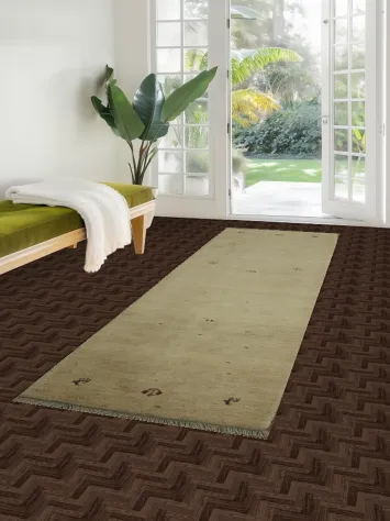 Minimalistic Plush Gabbeh Persian Runner Rug with Soft Neutral Tones and Design 3x10