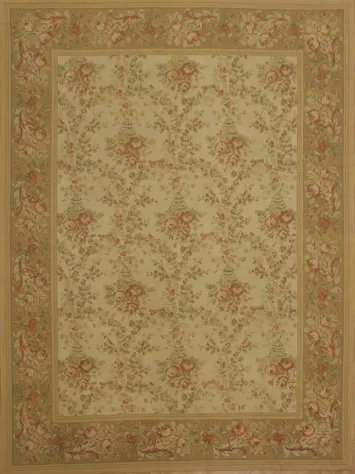 Elegant Floral Pattern Traditional Aubusson Tapestries Design 9x12
