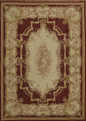 Intricate Border Design: Sophisticated Aubusson Tapestries Area Rug 10x14