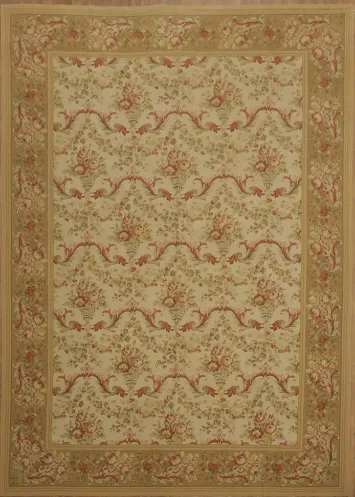 Intricate Floral Aubusson Tapestry Chinese Large Rug 10x14
