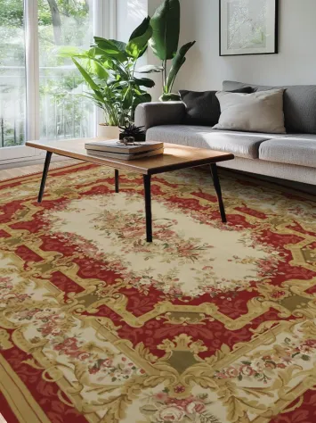 Elegant Floral Medallion Aubusson Tapestry Chinese Area Rug 9x12