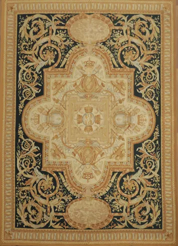 Luxurious Baroque Elegance: Aubusson Tapestry Chinese Area Rug 9x12