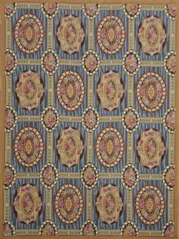 Elegant Geometric Aubusson Tapestry Chinese Area Rug 9x12