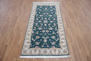 Teal and Ivory Persian Ornamental Rug, Perfect for Living Rooms Runner 3x7