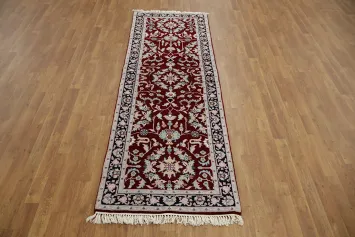 Burgundy Rug with Exquisite Ornamental Patterns Runner Rug 3x8