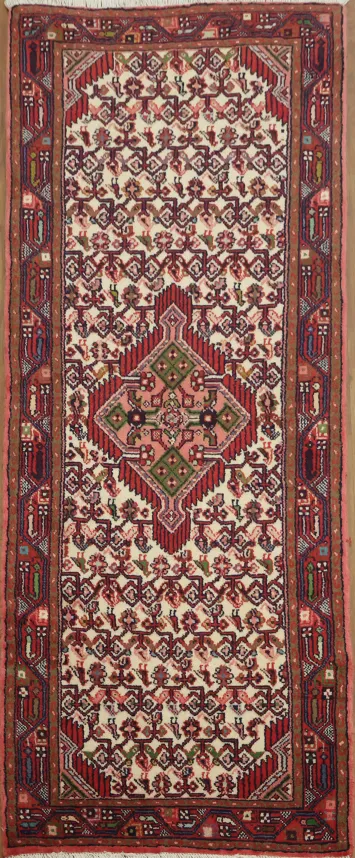 Intricate Red and Cream Pattern Runner Rug 3x6