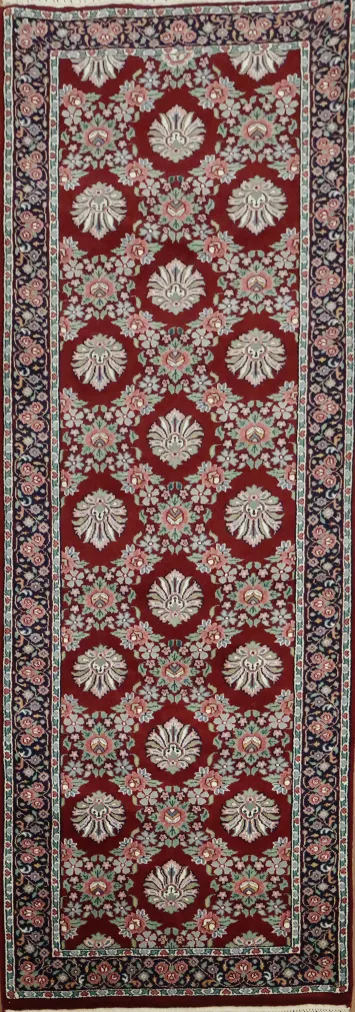 Traditional Red with Intricate Medallions Runner Rug 3x8