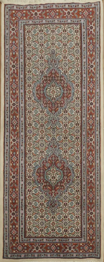 Richly Detailed Persian Tabriz Persian Runner Rug 3x7