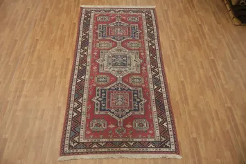Geometric Chinese Geometric Sumak Runner Rug 5x11
