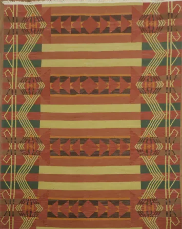 Decorative Hand-Woven Wo0ol Kilim Turkish Area Rug 8x10