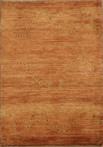 Inviting Gabbeh Orange Rug with Eye-Catching Abstract Swirl Motif 2x3