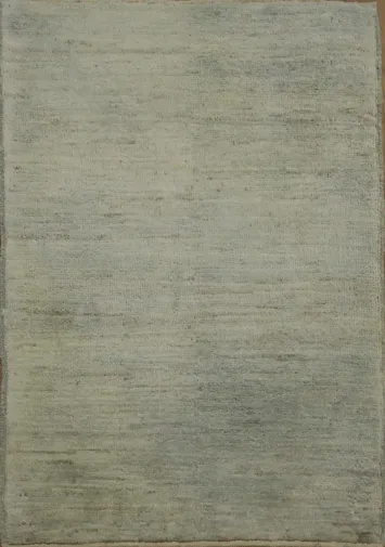 Solid Gray Gabbeh Kashkoli Wool Rug 2x3