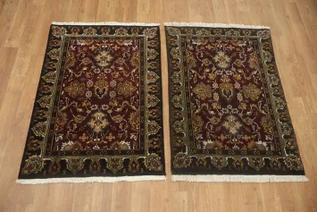 Elegant Traditional Pair Of Agra Floral Foyer Rug 2x3