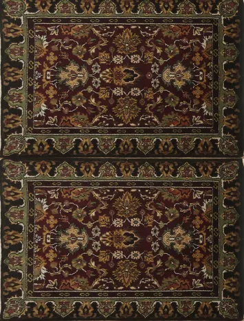 Pair of Burgundy and Black Floral Agra Rug 2x3