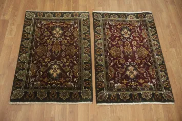 Pair Of Luxurious Persian-Style Agra Burgundy Rug 2x3