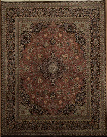 Luxurious Traditional Rust and Black Kashan Persian Area Rug 8x10