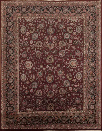 Traditional Burgundy Red Mashad Persian Rug for Sophisticated Home Décor 8x10