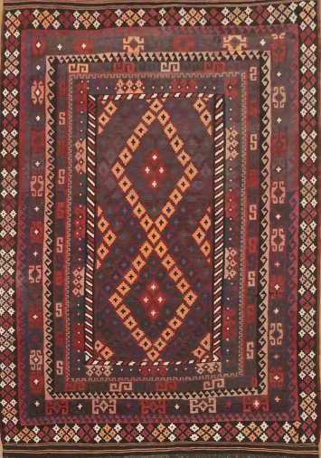 Handwoven Ethnic Rug Featuring Vibrant Kilim Area Rug 8x11