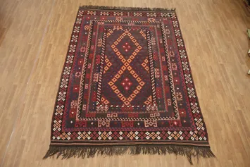 Handwoven Ethnic Rug Featuring Vibrant Kilim Area Rug 8x11