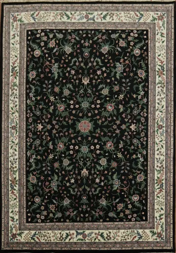 Exquisite Black Floral Persian-inspired Area Rug for Elegance 10x14