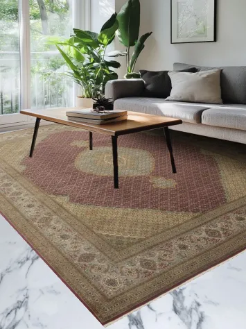 Geometric Traditional Tabriz Mahi Persian Area Rug 8x11