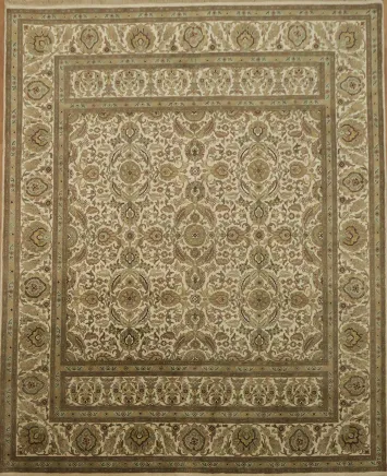 Beige and Green Agra Floral Area Rug 8x10