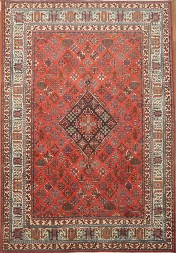 New Persian Geometric Wool Joshaghan Area Rug 7x10