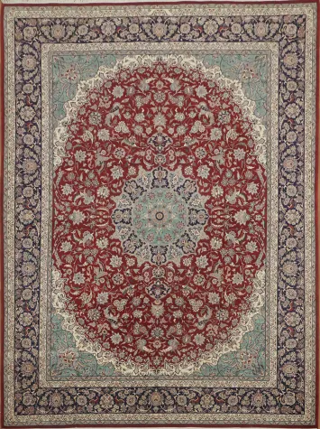 Traditional Medallion Oriental Wool Tabriz Rug 9x12