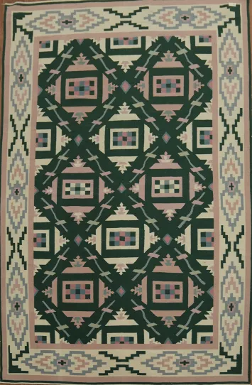 Classic Geometric Hand-Woven Kilim Wool Area Rug 6x9