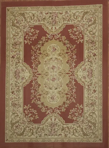 Classic Red Area Aubusson Tapestries Rug with Vintage Inspired Area Rug 9x12
