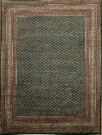 Traditional Teal Green Paisley Botemir Living Room Rug 9x12