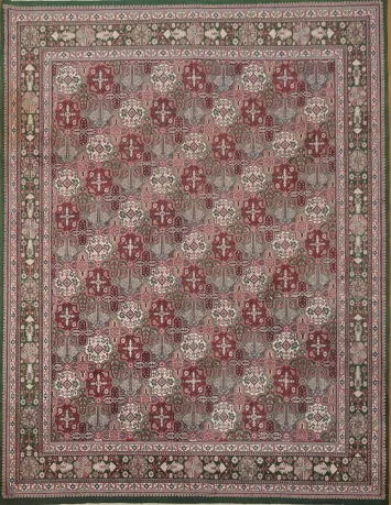 Traditional Red and Green Garden Design Tabriz Large Rug 9x12