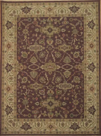Luxurious Traditional Patterned Rug in Rich Maroon and Beige Tones 9x12