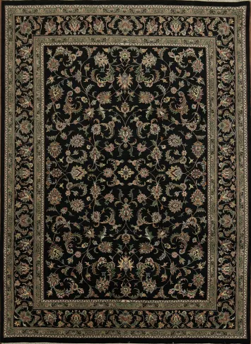Classic Black and Green Rug with Ornate Design for Luxurious Spaces 9x12