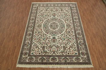 Elegant Floral Ivory Aubusson Chinese Large Rug 10x14