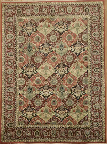 Classic Geometric Vegetables Dye Tabriz Oriental Area Rug 9x12