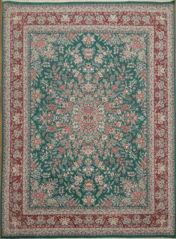 Luxurious Green and Red Medallion Chinese Rug for Living Spaces 9x12