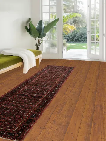 Hand-Made Persian Wool Hamedan Runner Rug 3x10