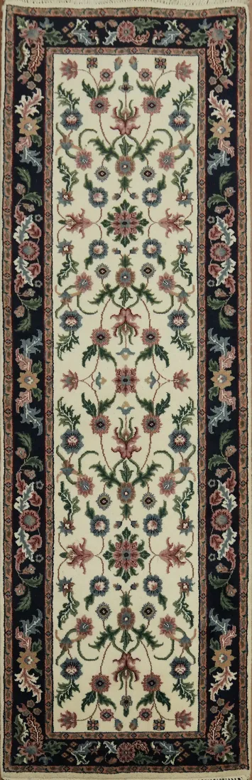 Floral Wool Oriental Kashan Runner Rug 3x8