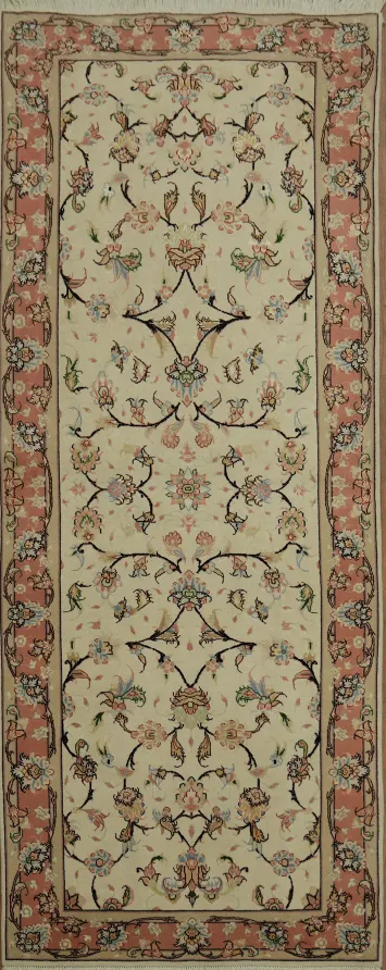 Elegant Floral Fine Tabriz Persian Runner Rug 3x6