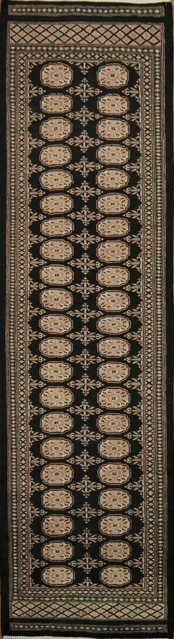 Exquisite Geometric Bokhara Oriental Runner Rug 3x9