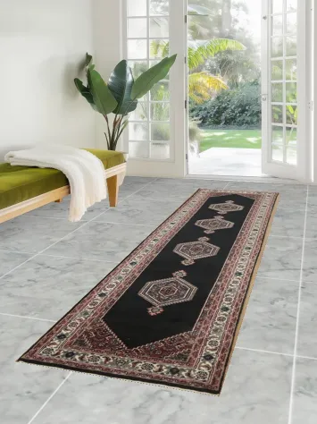 Sophisticated Black Traditional Oriental Bidjar Runner Rug 2x10