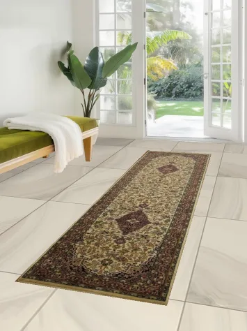 Charming Floral Design: Traditional Oriental Kashan Runner Rug 2x9